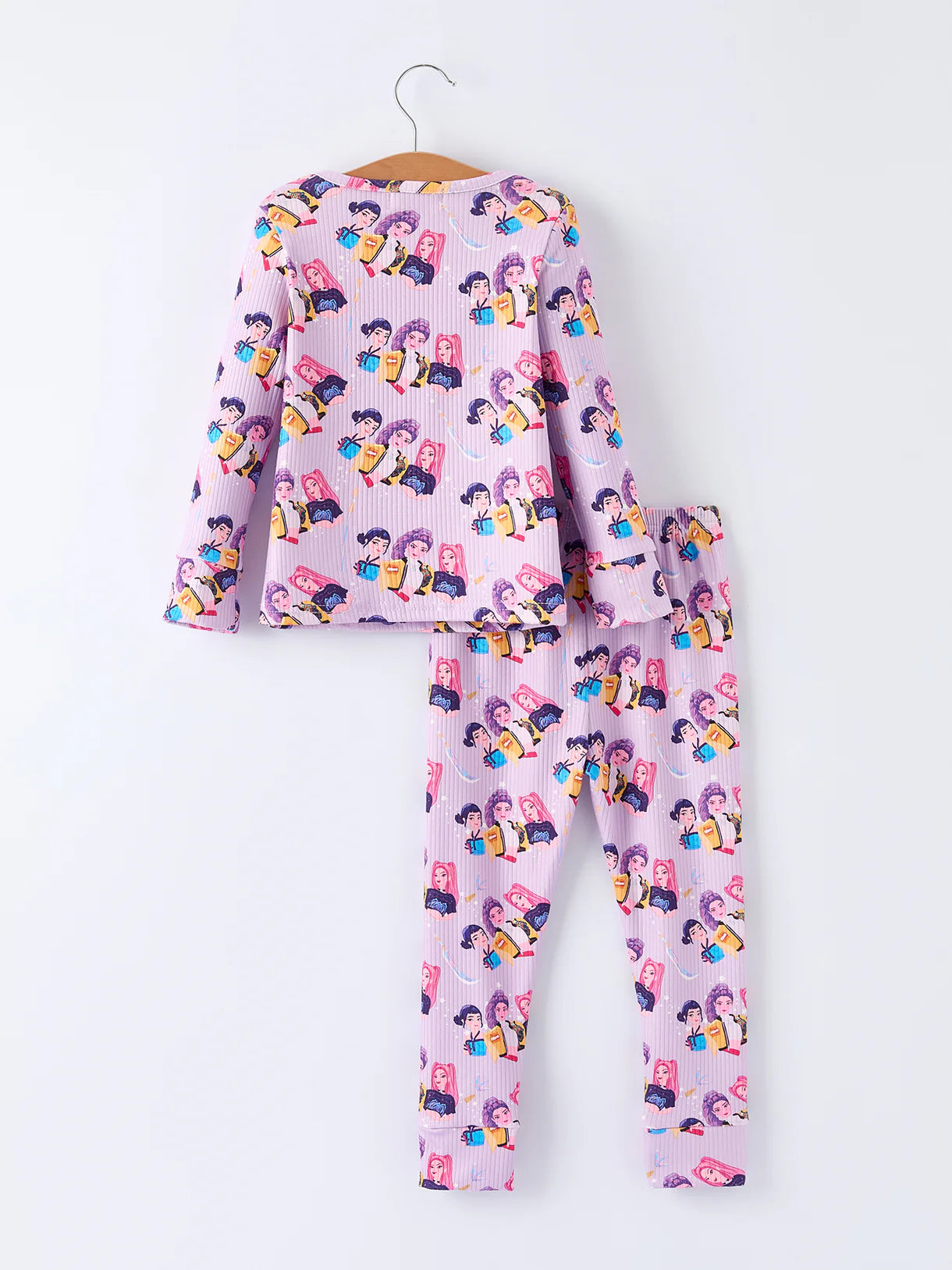 Girls Purple GOLDEN Print Long Sleeve Lounge Set