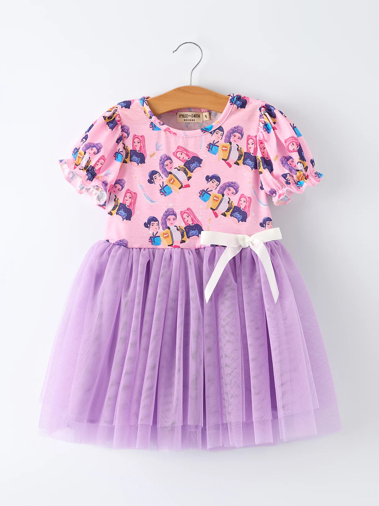 GOLDEN Pink Print Tutu Short Sleeve Girl Twirly Dress