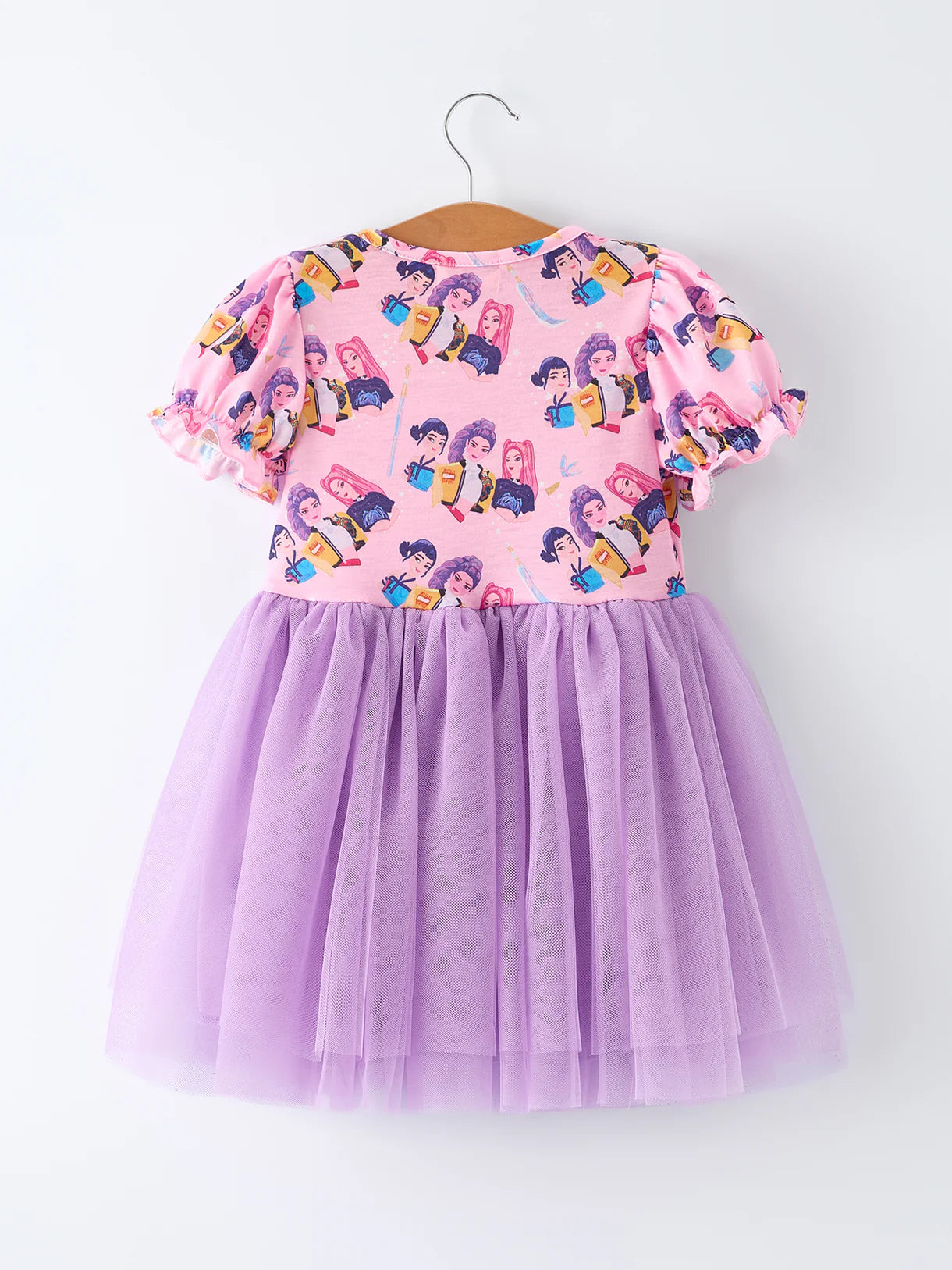 GOLDEN Pink Print Tutu Short Sleeve Girl Twirly Dress