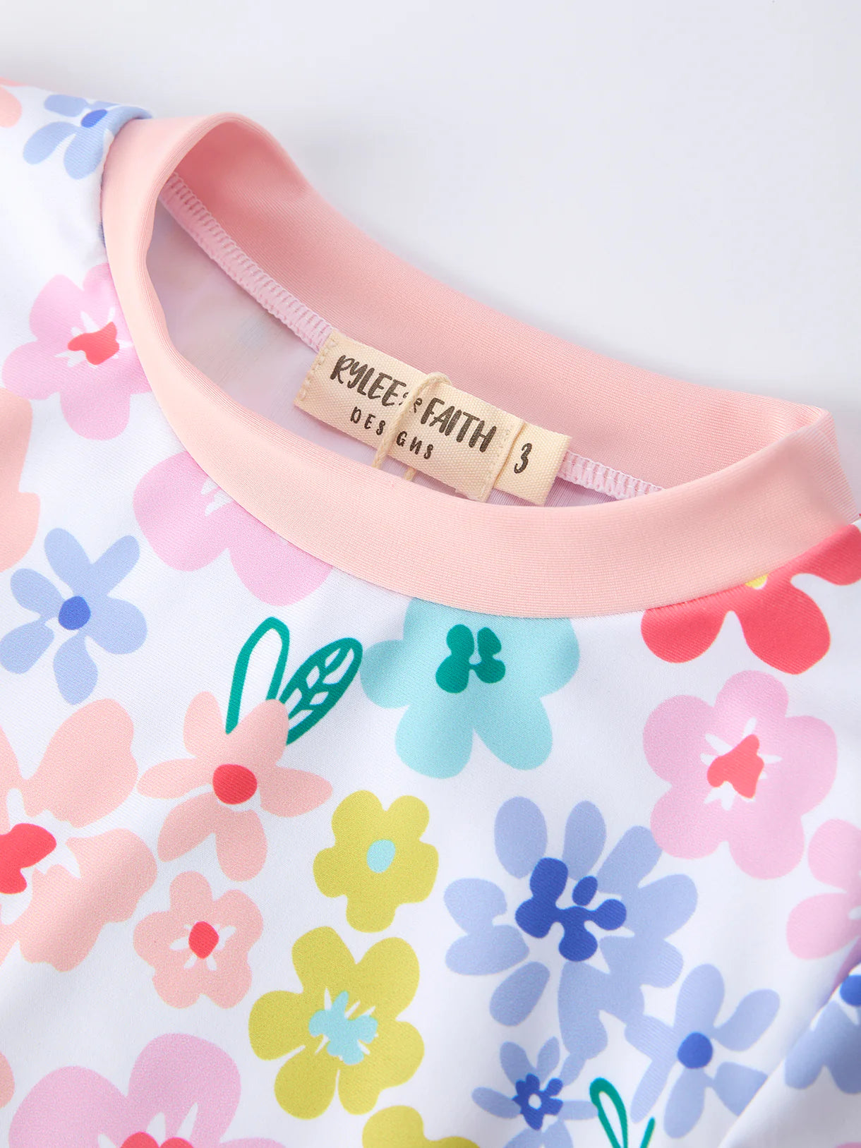 Summer Floral Girls Long Sleeve Swim Set
