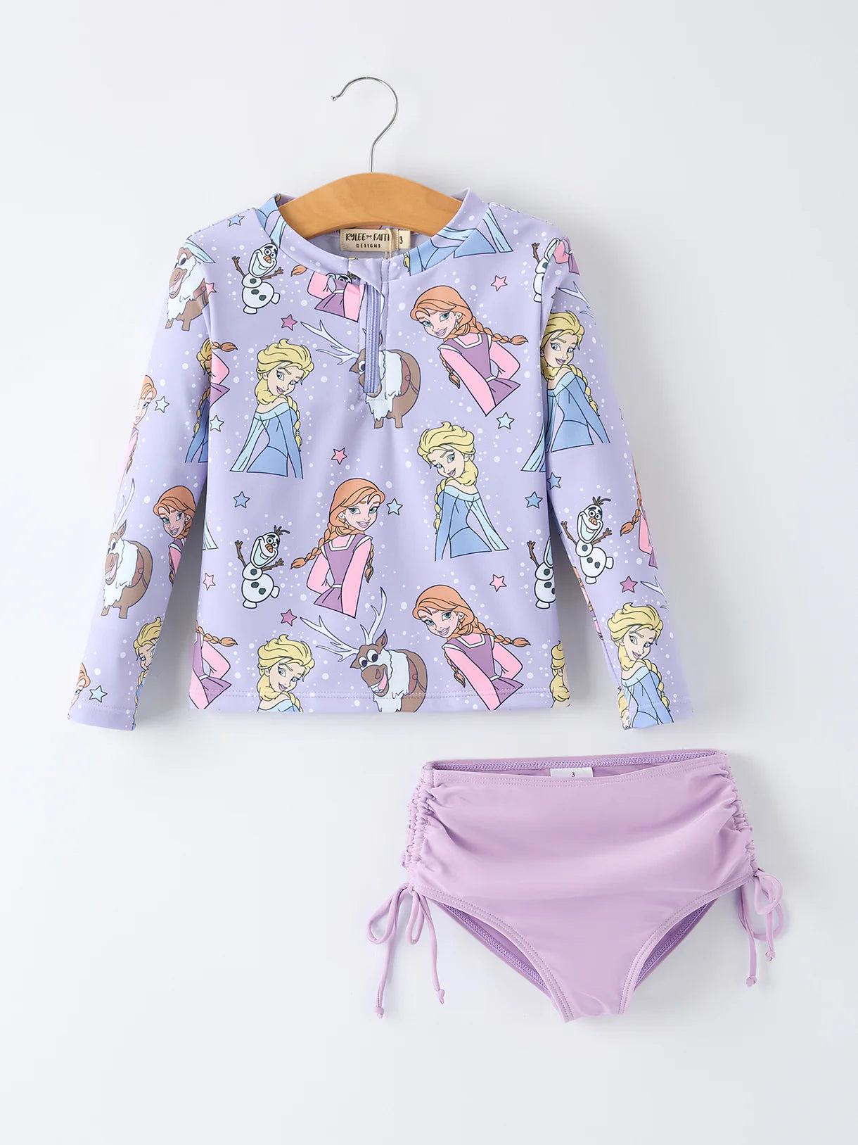 Summer Character Print Girls Long Sleeve Swim Set