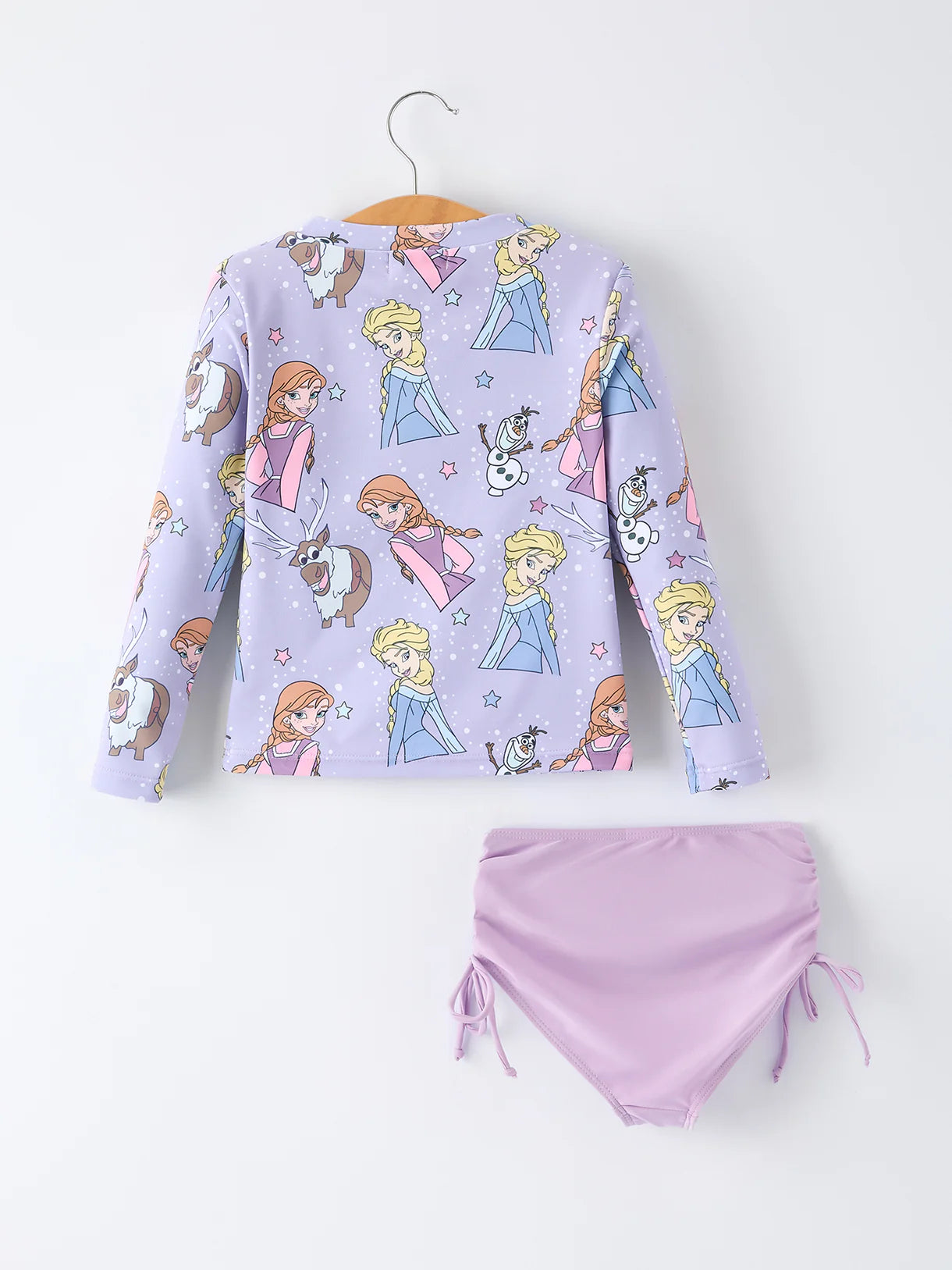 Summer Character Print Girls Long Sleeve Swim Set