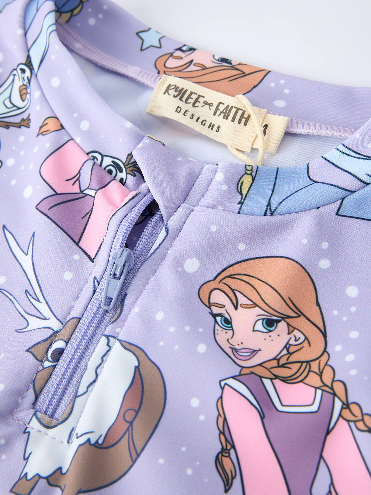 Summer Character Print Girls Long Sleeve Swim Set