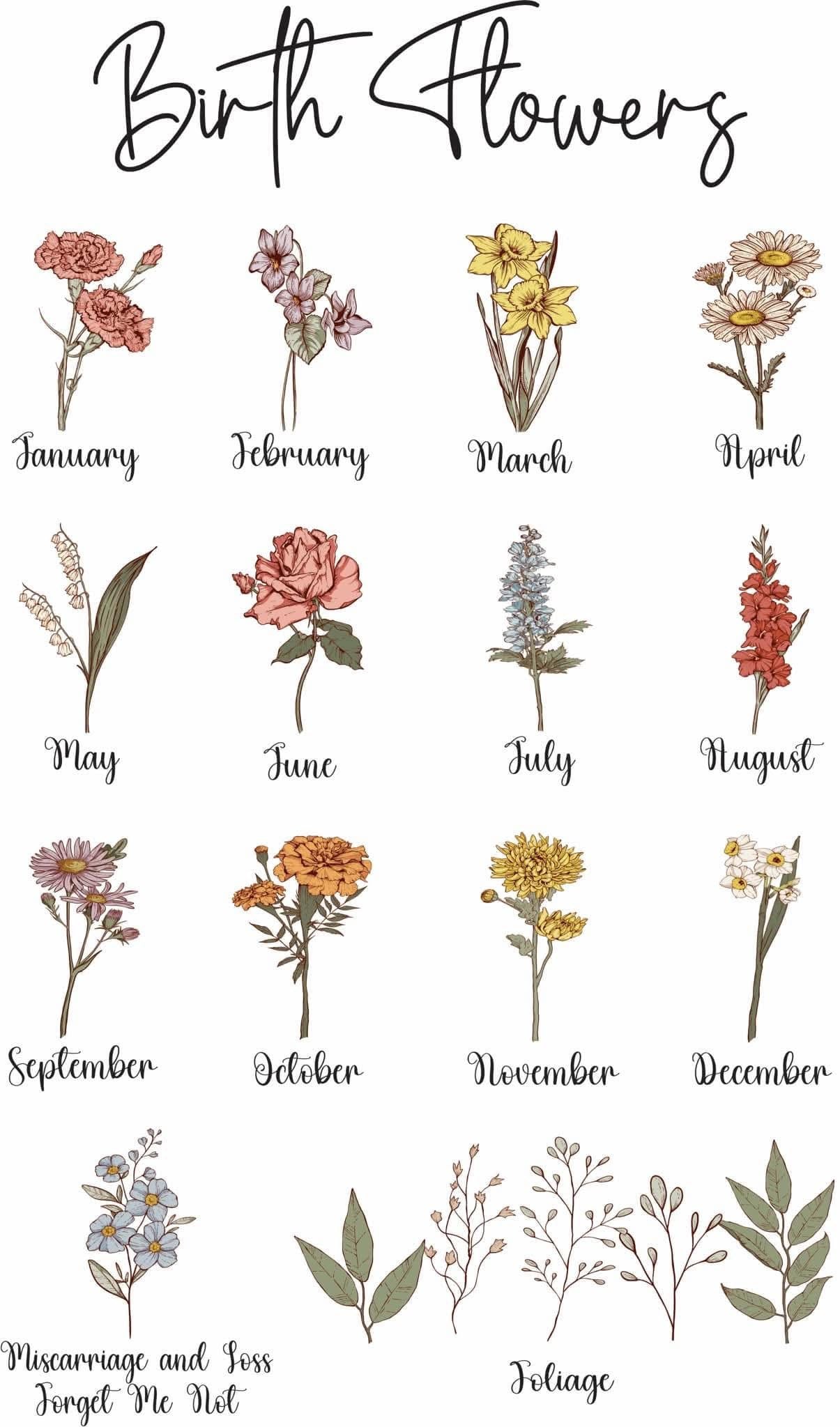 Custom Birth Flowers Bouquet Tees