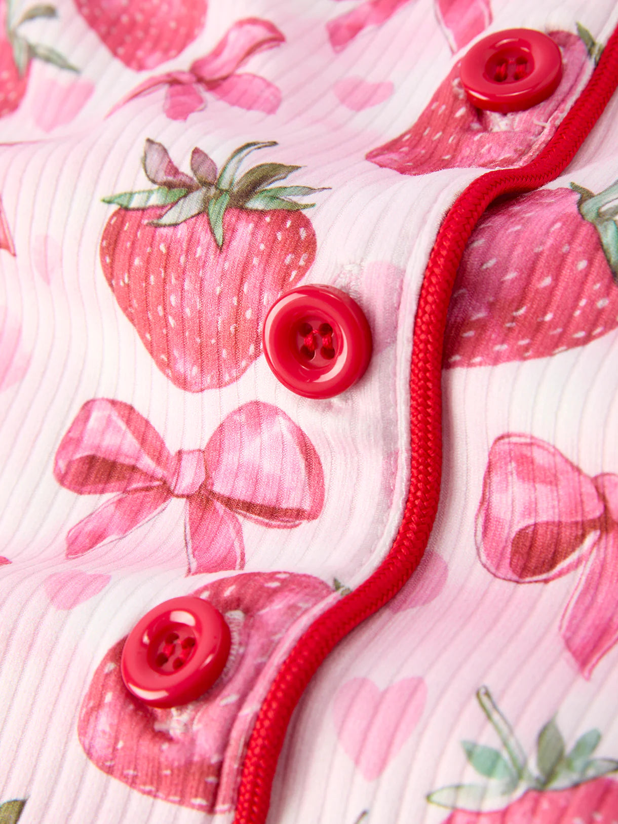 Strawberry Bow Short Sleeve Shorts Pajama Set