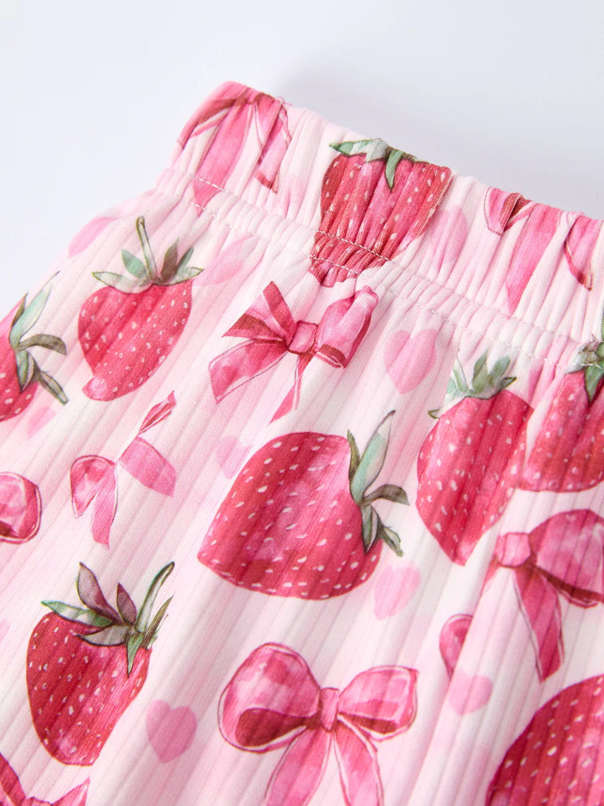 Strawberry Bow Short Sleeve Shorts Pajama Set