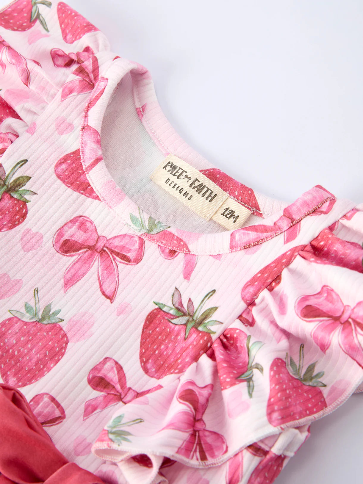 Strawberry Bow Baby Girl Romper