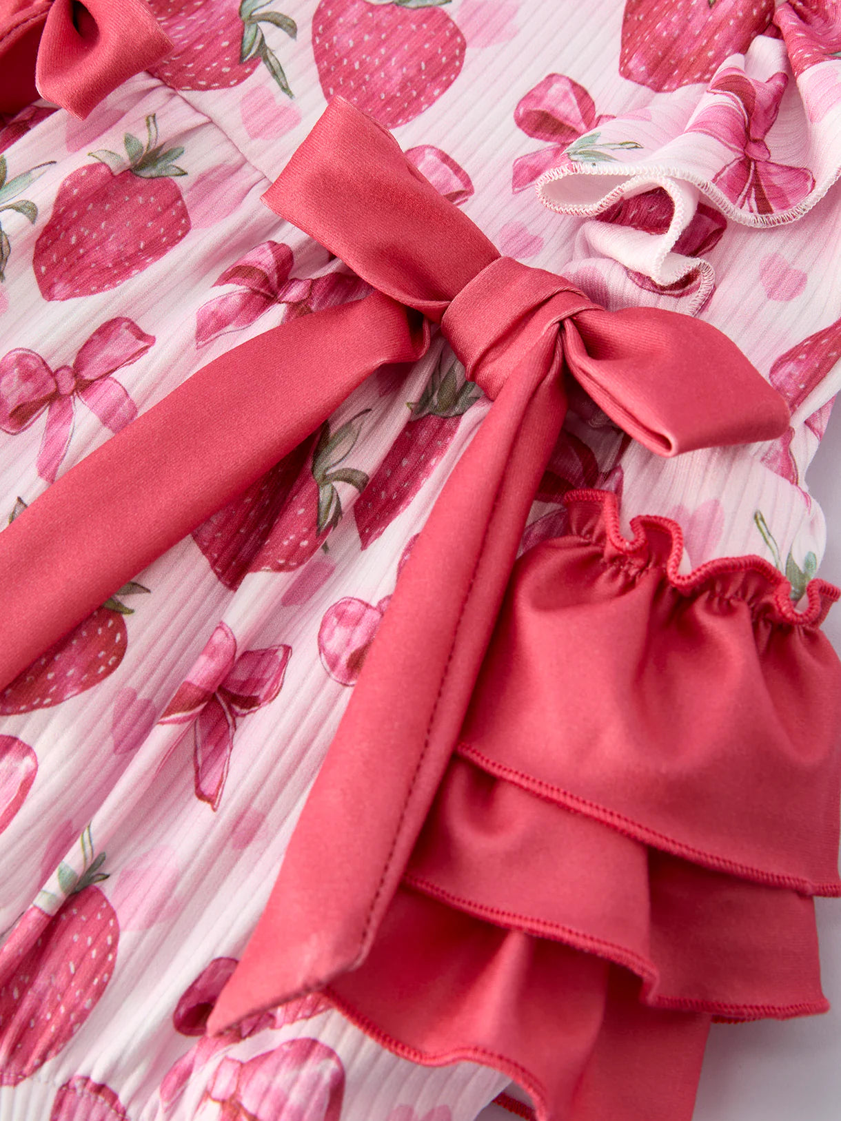 Strawberry Bow Baby Girl Romper