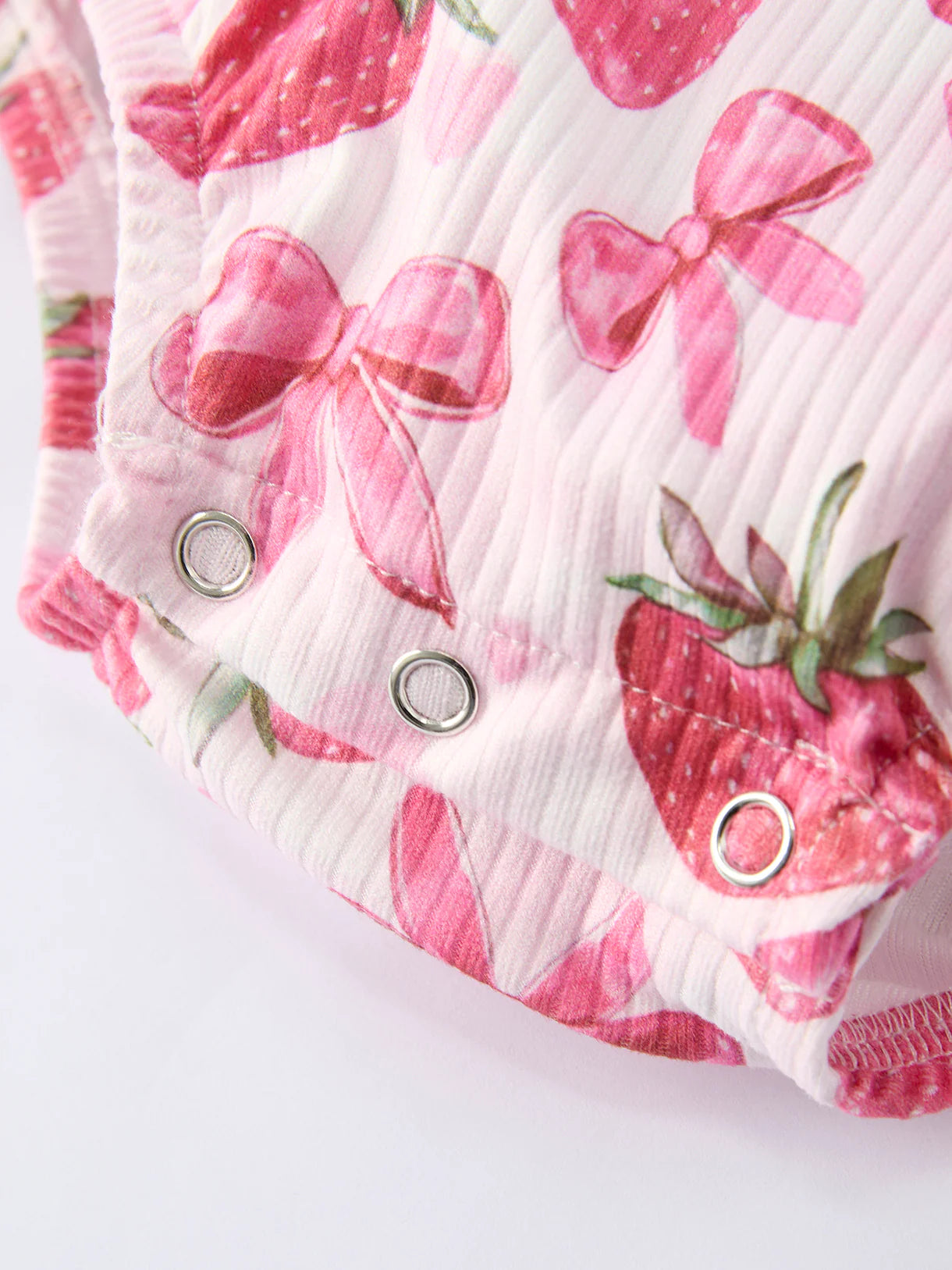 Strawberry Bow Baby Girl Romper