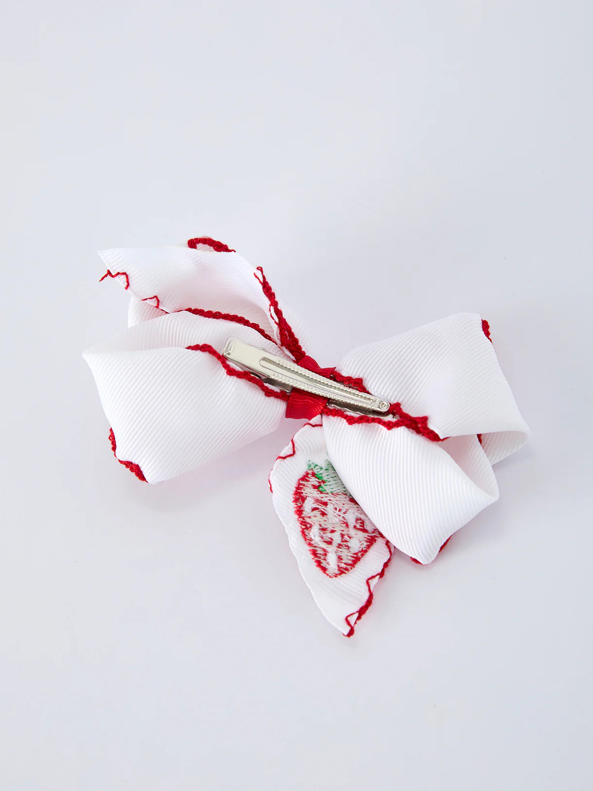 Strawberry Embroidered Girls Hairpin 4 Inches
