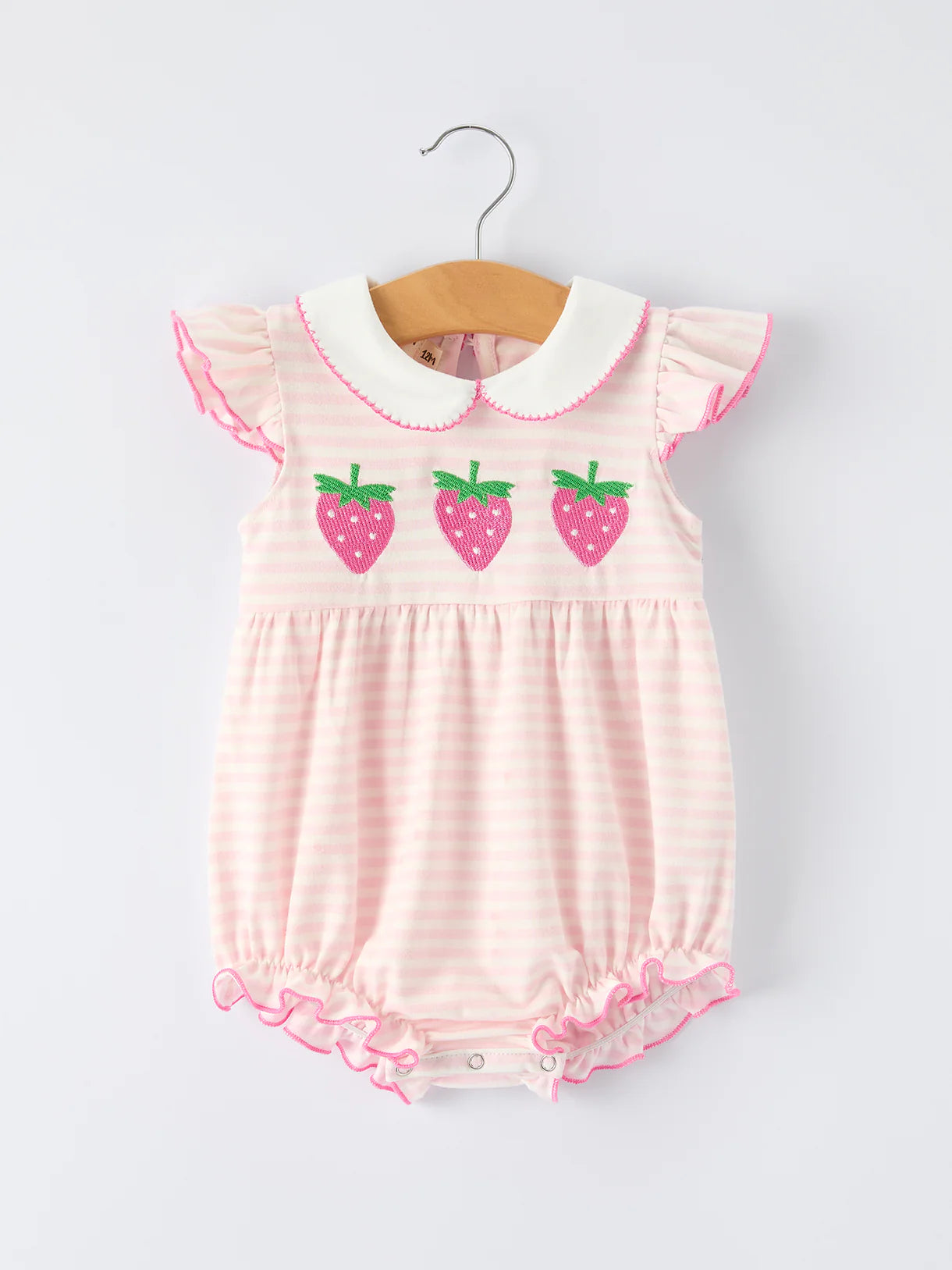 Strawberry Girl Romper Ruffle Peter Pan Collar